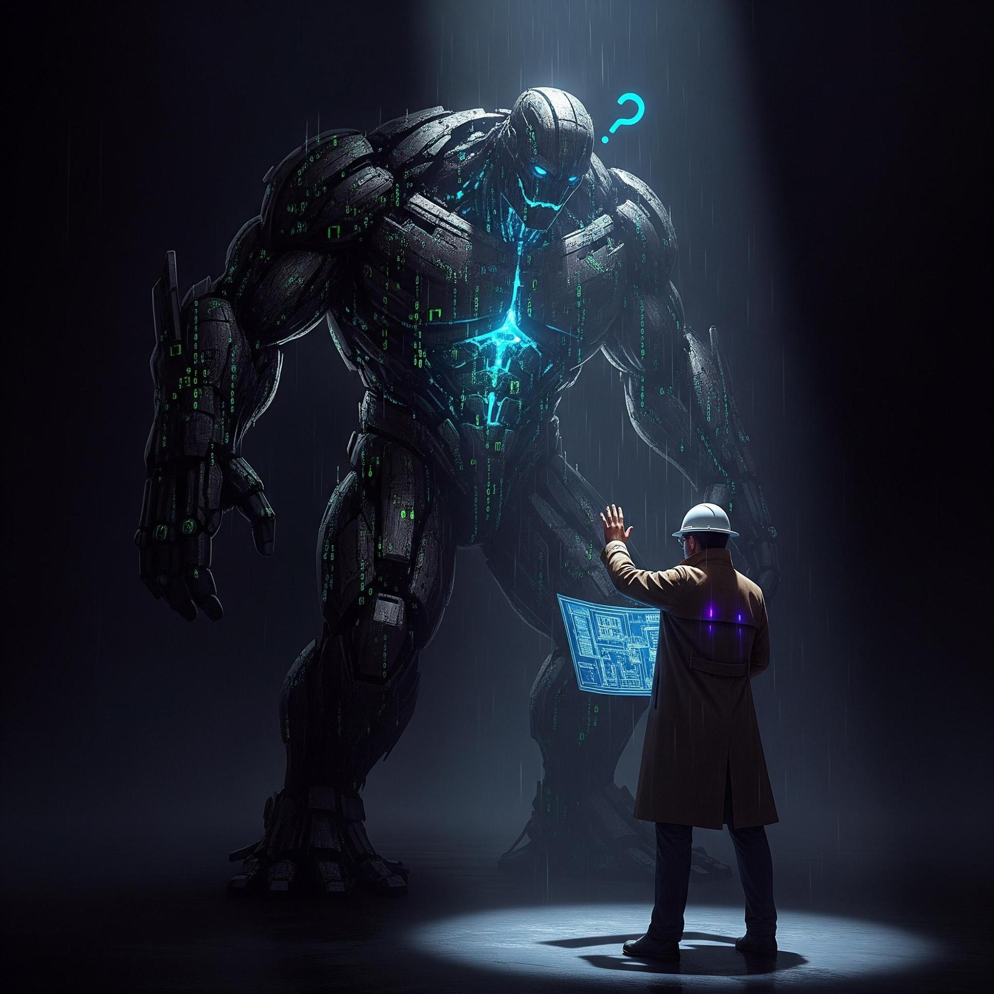 Human engineer supervising autonomous AI code generation